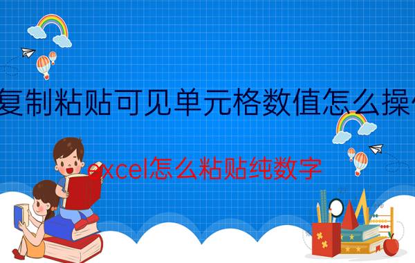 复制粘贴可见单元格数值怎么操作 excel怎么粘贴纯数字？